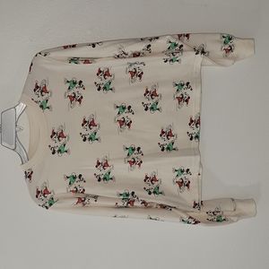 Disney Womens SM Christmas long sleeve crop top, cream